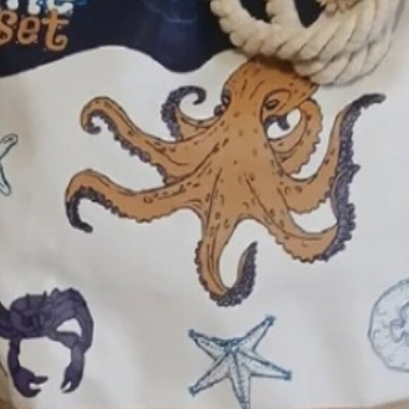 Vintage "Marine set" Ocean Beach Nautical Themed Over Sized Tote Bag🆕⌚📦🏃💨🚚 - Picture 7 of 9